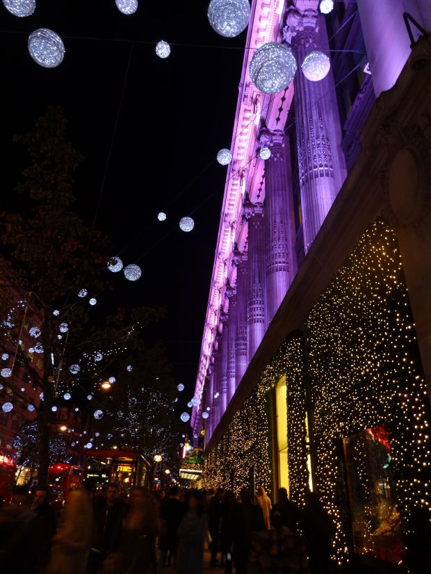 Spending Christmas in London, Christmas party ideas, Christmas shopping in London, Selfridges Oxford Street Christmas lights,